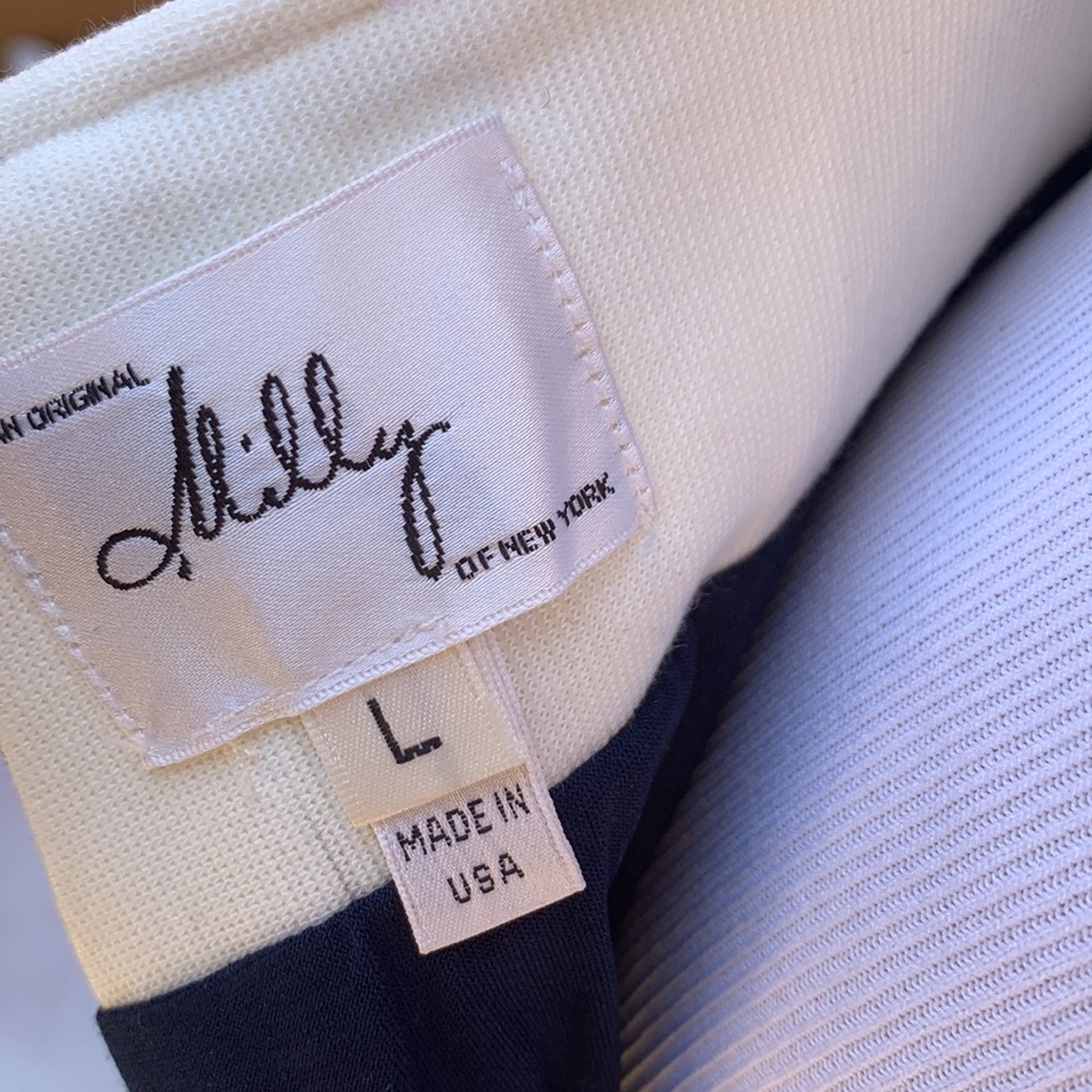 Milly of New York Colorblock Dress Navy Cream Size Large - Picture 8 of 10